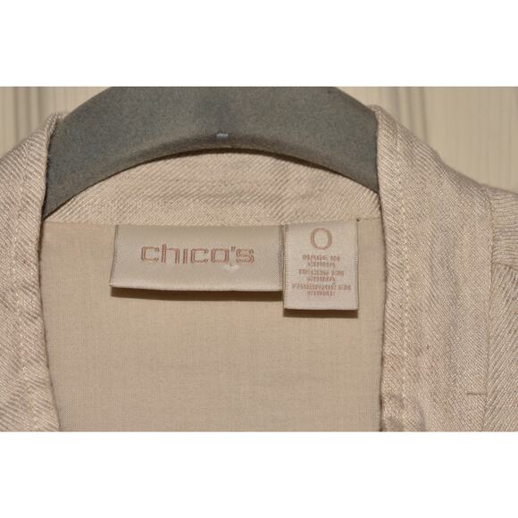 CHICO'S $129 Beige Linen Blend Lace Inset Zip Jacket Chico's 0 / US Small - Picture 4 of 4